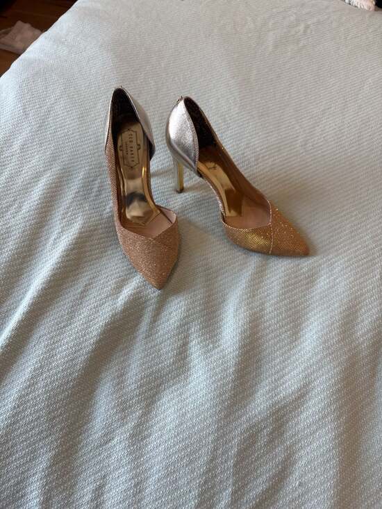 Ted Baker Shoes - Ted Baker London Gold Glitter Pointed Toe D'Orsay Stiletto Pumps